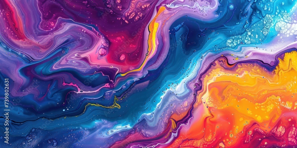 Colorful swirls in abstract acrylic art showcasing fluid dynamics and artistry