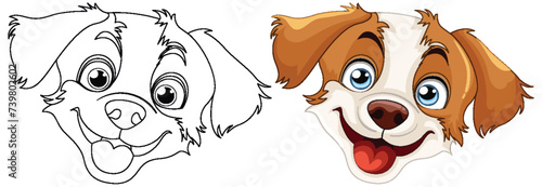 Cartoon dog with a playful and happy expression.