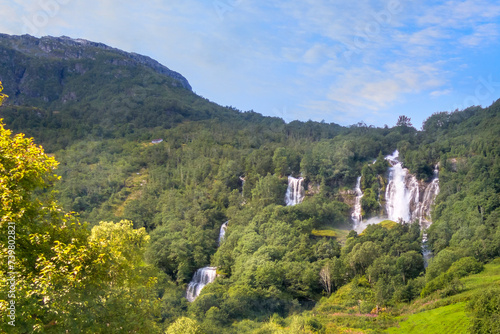 Norway waterfall mountain landscape