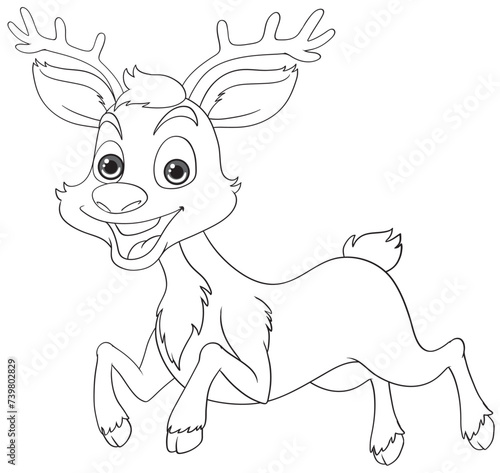 Vector illustration of a happy prancing reindeer.