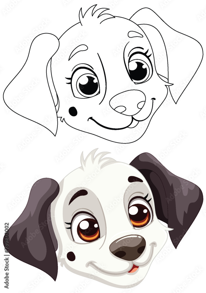 Fototapeta premium Cartoon puppy with a playful, happy expression.