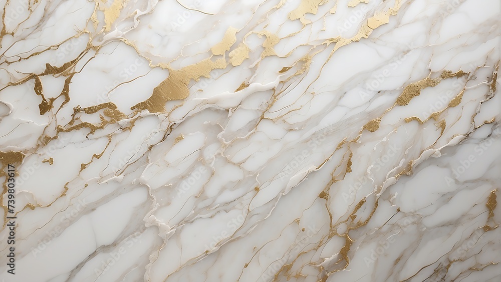 Obraz premium White and gold marble textured background. Abstract design, 4k wallpaper used for web banner. AI