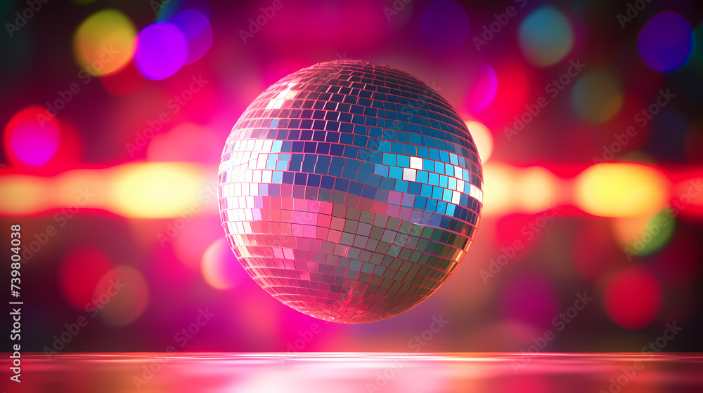 Disco ball illustration, multicolor music background Disco ball illustration, multicolor music background