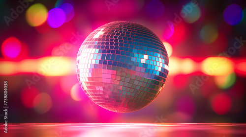 Disco ball illustration, multicolor music background