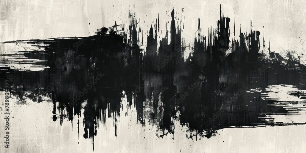Splatter-edged grunge strokes in black, a symbol of artistic rebellion