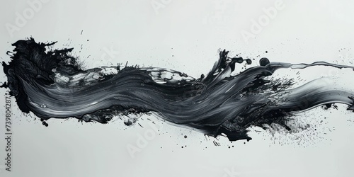 Minimalist elegance  contrasting black ink strokes on a white background