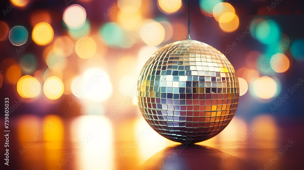 Obraz premium Disco ball illustration, multicolor music background