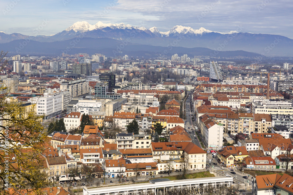 Panorama of the city of Ljubljana, Slovenia