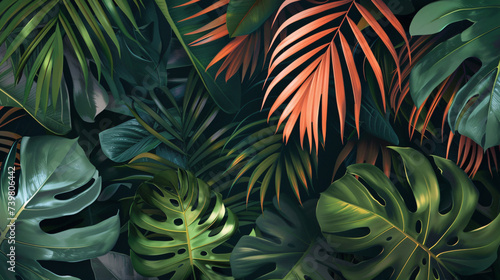 Botanical illustration plant tropical leaf patter