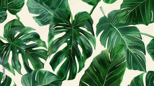 Botanical illustration plant tropical leaf patter