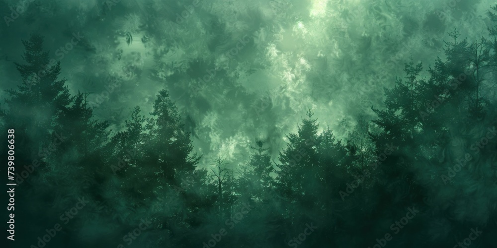Moody and distressed dark green background, capturing the essence of a deep forest