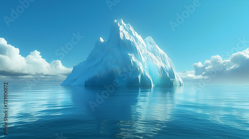 Lone iceberg in the ocean iceberg above the water , generative ai
