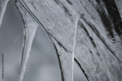 Close up of spiky, flat frozen icicle © Alexandra Scotcher