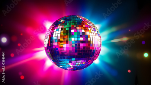 Disco ball illustration, multicolor music background
