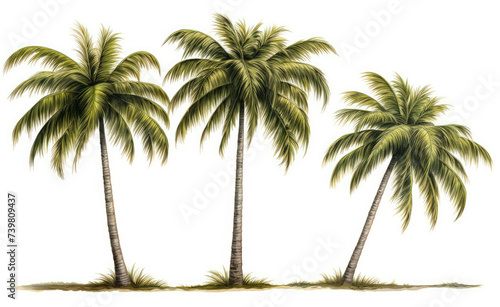 Three Palm Trees on a White Background