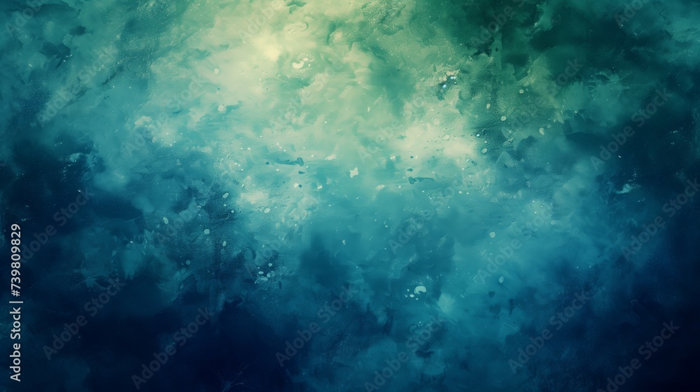 blue green watercolor , grainy noise grungy spray texture color gradient rough abstract retro vibe background shine bright light and glow , template empty space - obrazy, fototapety, plakaty 