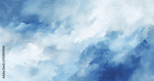 Painting of a Blue Sky With White Clouds