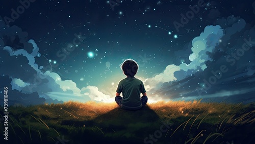 Under the canopy of stars, a child's hopeful gaze reflects the dreams and aspirations that illuminate the night. © Murda