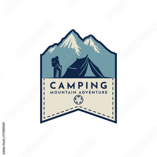 mountain hike camping logo design
