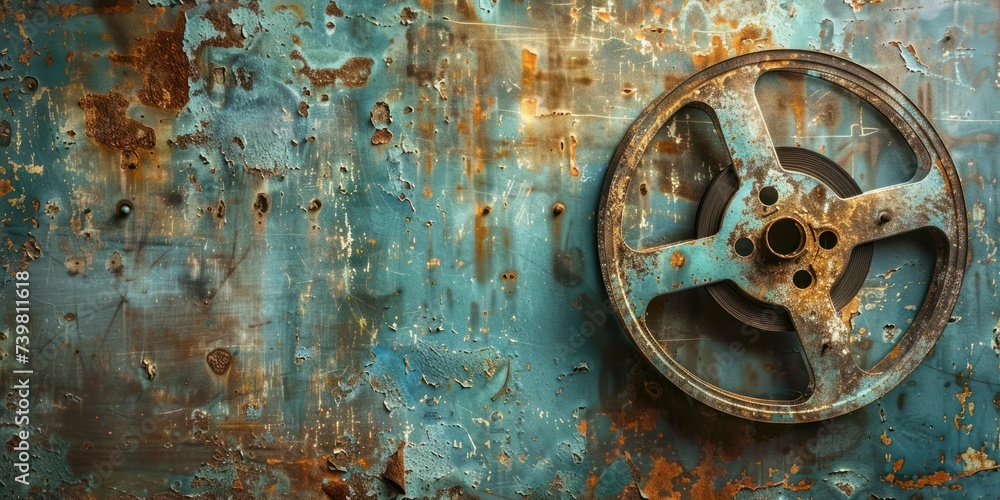 Evoking a strong sense of nostalgia, this faded and scratched old film reel frame mirrors classic cinema Evoking a strong sense of nostalgia, this faded and scratched old film reel frame mirrors classic cinema