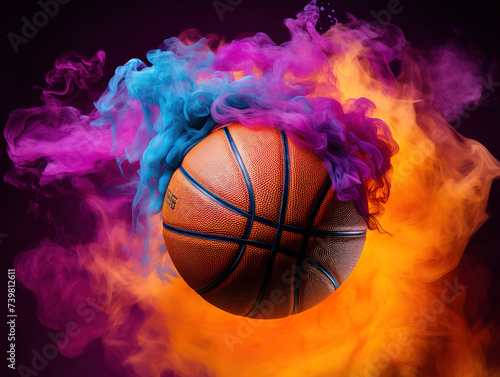 Basketball ball neon fog © MstRokea