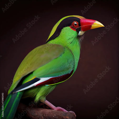 Vibrant Green Magpie Portrait in Professional Studio Setting photo