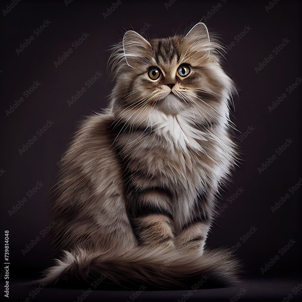 Elegant Ragamuffin Cat Portrait in Professional Studio Setting