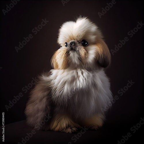 Elegant Zuchon Shih Tzu Portrait in Studio with Professional Lighting photo