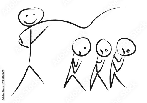 Dibujo de persona dando latigazos a esclavos. 