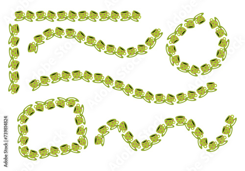 Hoja de iconos de cadena de tazas verdes.