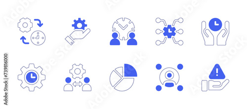 Manager icon set. Duotone style line stroke and bold. Vector illustration. Containing employee, team management, time management, management, risk management, data management.
