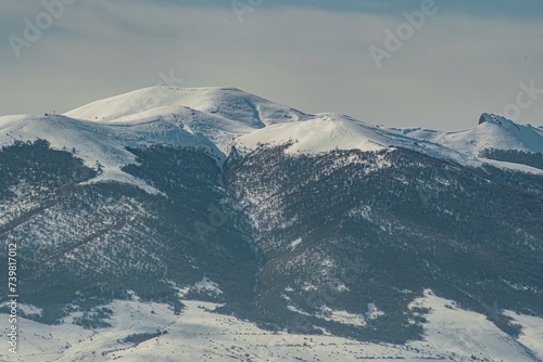winter mountain landscape and dark sky © vardan