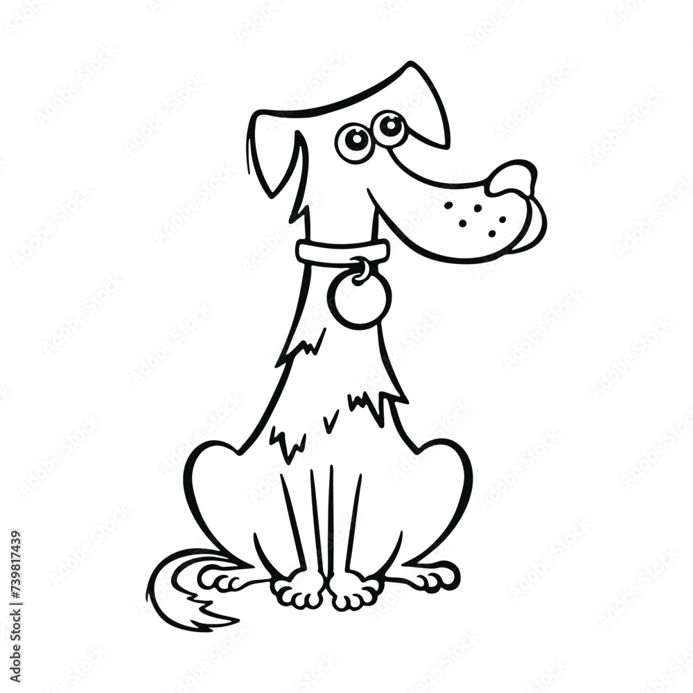 Black and white cartoon illustration of funny dog comic animal character coloring page. Black and white cartoon illustration of funny dog comic animal character coloring page.