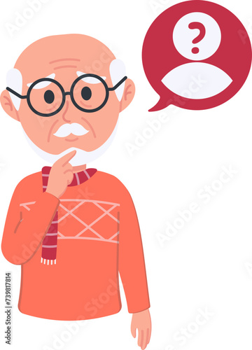 Illustration of Dementia Old Male Character Lupa dengan Orang yang Dikenalnya, Symptom of Alzheimer's Disease