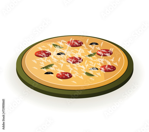 Element of Spanish cuisine. This artwork brings to life a traditional dish with a colorful design, adding a touch of fun to the white backdrop. Vector illustration.