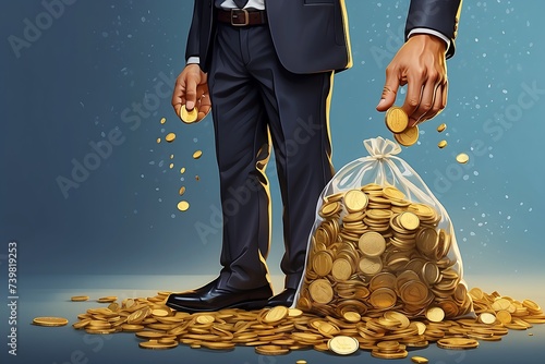 businessman with coin money bag photo