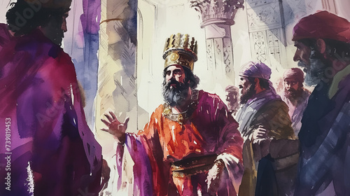 The King from Bible. Watercolor Illustration