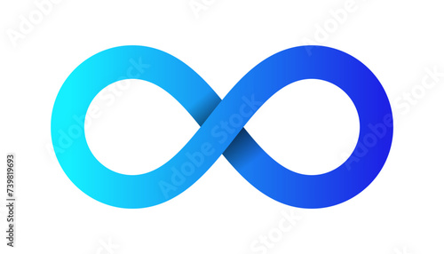 Blue infinity vector isolated on white background.