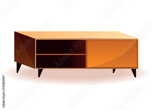 Wooden furniture of colorful set. This illustration skillfully merges traditional design elements with a playful cartoon style to depict a charming chest. Vector illustration.