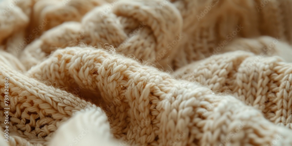 Comforting and soft warm beige wool texture with a knitted pattern Comforting and soft warm beige wool texture with a knitted pattern