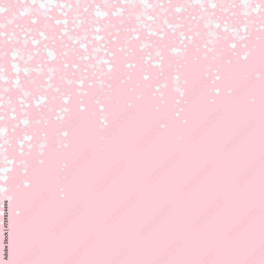 White hearts scattered on pink background. White hearts scattered on pink background.