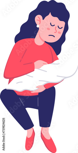 Poor Moms and Baby Characters with Sad Expressions of Losing Home on National Poverty Awareness Month in America