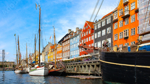 Nyhavn district in Copenhagen, Denmark	