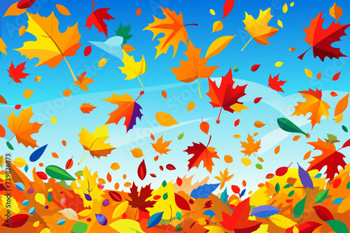 Confetti Made of Autumn Leaves on Crisp Background