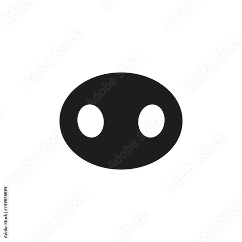 Pig nose silhouette. Vector icon on white background.  