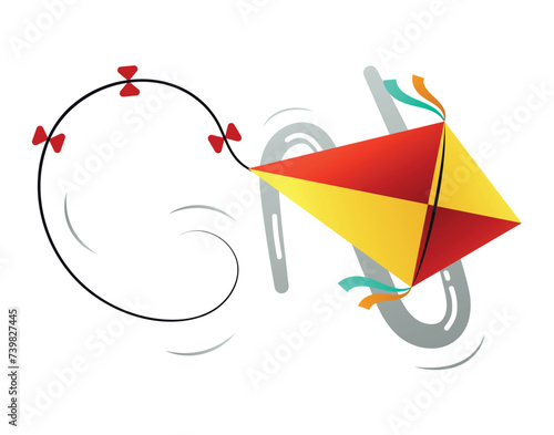 Hurricane and storm element of colorful set. This artwork charmingly portrays the ferocity of hurricane weather with a cartoon kite, set against a serene white backdrop. Vector illustration.