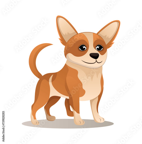 Dog of colorful set. The artist skillfully employs illustration techniques to capture the innocence of a playful puppy in a delightful cartoon design style. Vector illustration.