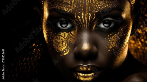 Beautiful african model with golden makeup