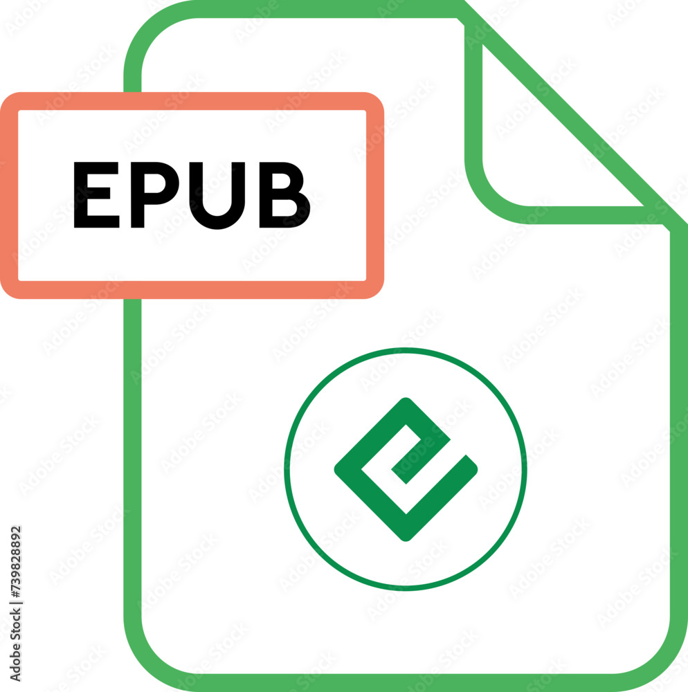 EPUB File format icon rounded shapes outline EPUB File format icon rounded shapes outline