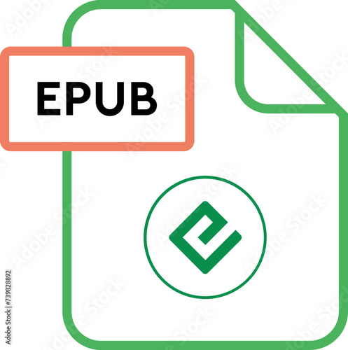 EPUB File format icon rounded shapes outline